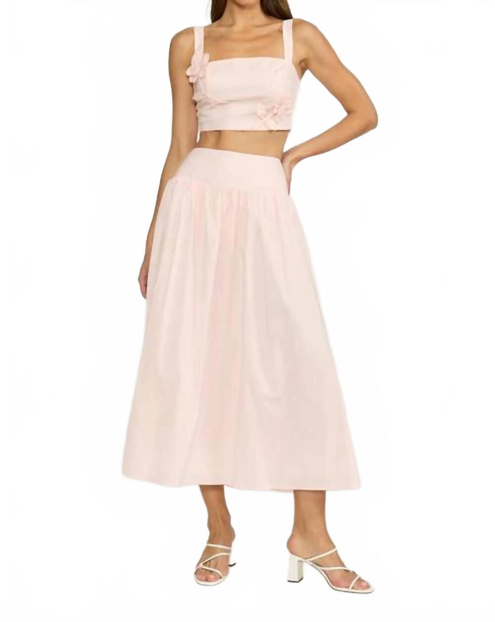 NEW LUCY PARIS luna flower top & skirt set in soft pink